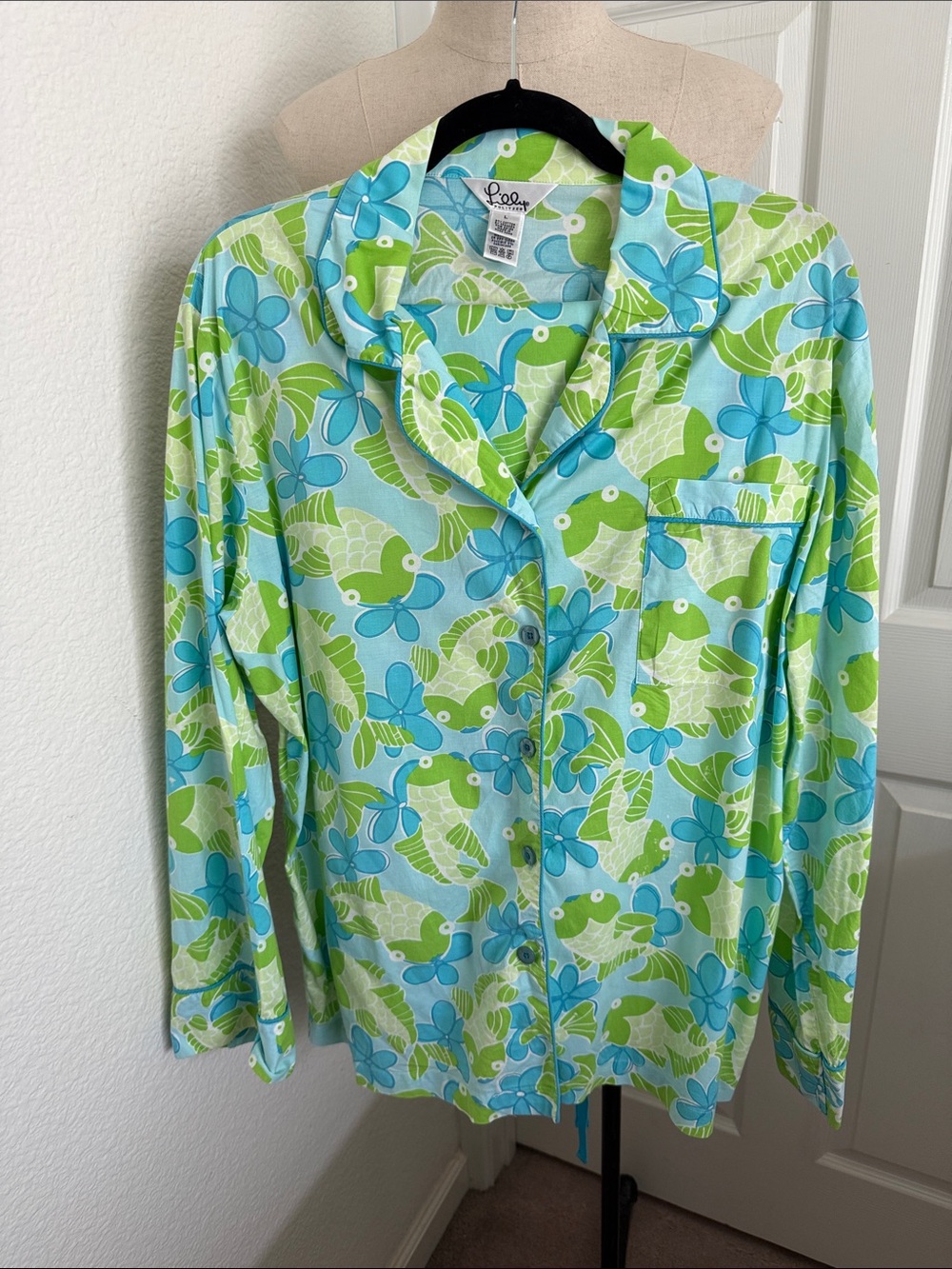 Vintage—Lilly Pulitzer Blue & Green Floral-Print Pajama set